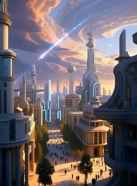 危険な流れ星がやたら降る室内の明かりをあまり付けずエコのように見えて外側の電飾に力を入れる事が流行している異世界か別の星の街の空