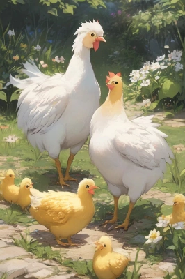 鶏とヒヨコの親子🐤🐔