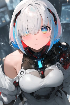 タレ目メカクレなサイボーグ娘