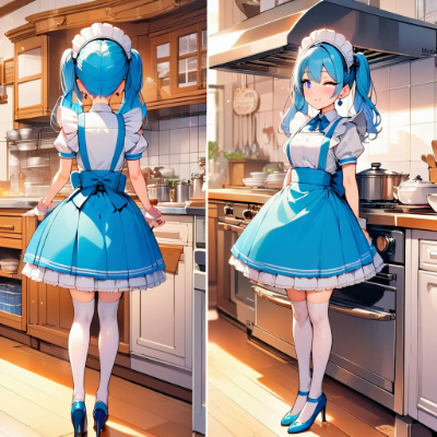 昼下がりの青髪メイドさん
