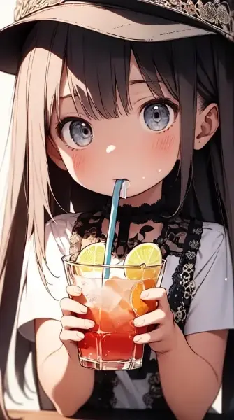 ドリンクを飲む女の子