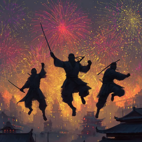 忍者と花火