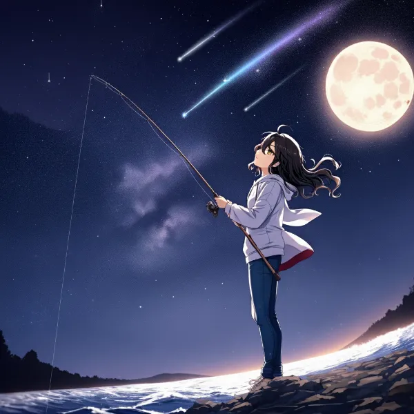 流れ星を釣る少女の夢夜
