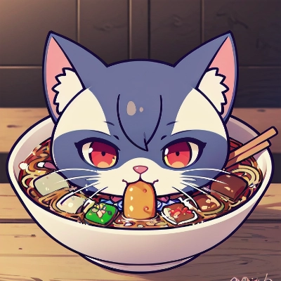 画面にラーメン猫の面