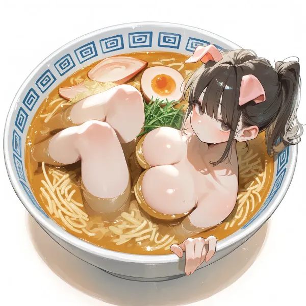 ラーメンに浸かる少女