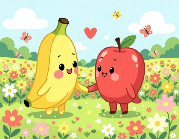 【バナナちゃんの初恋物語】甘い恋の絵本 - [Banana-chan's First Love Story] A sweet love picture book