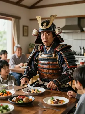 鎧の武士、現代の食卓に現る