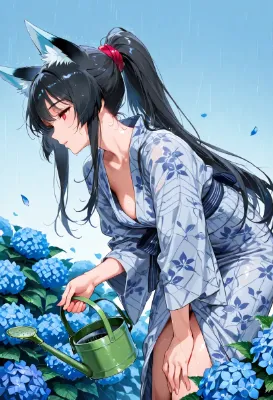紫陽花の手入れ
