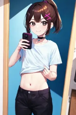 ヘソ出し自撮り風