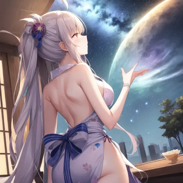 天の川を見上げる少女達