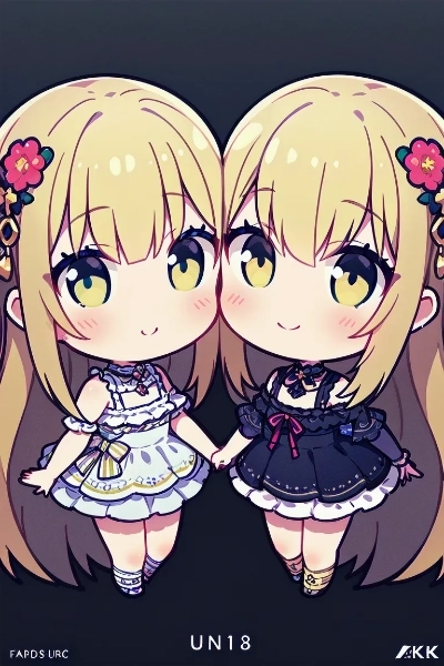 お揃いコーデの金髪姉妹