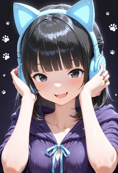 猫のヘッドフォンにゃんにゃん