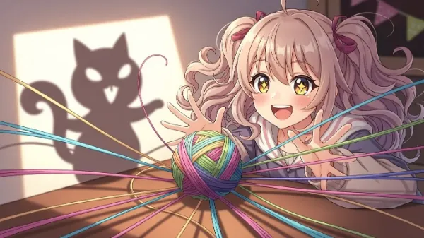 毛糸のいたずらと少女