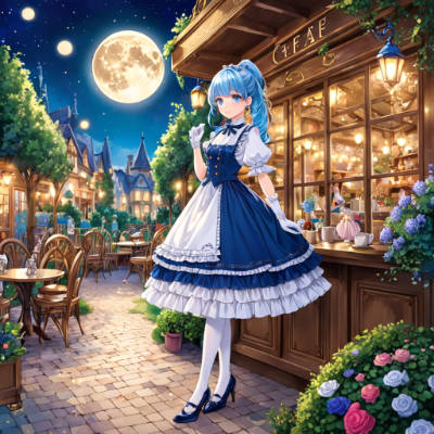 夜のカフェ