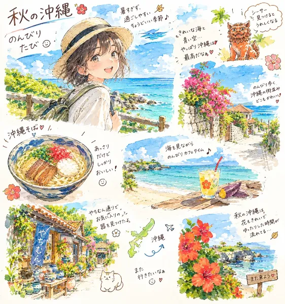 秋の沖縄をのんびり巡る少女の旅。
