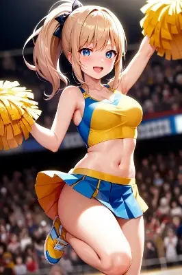 大観衆の中で踊るチアリーダー