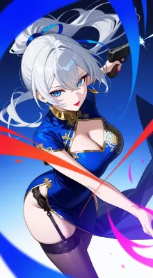 チャイナドレス#美女#銃　オリジナルキャラクター(劉妃)のイラストです。良かったらいいねよろしくお願いします。