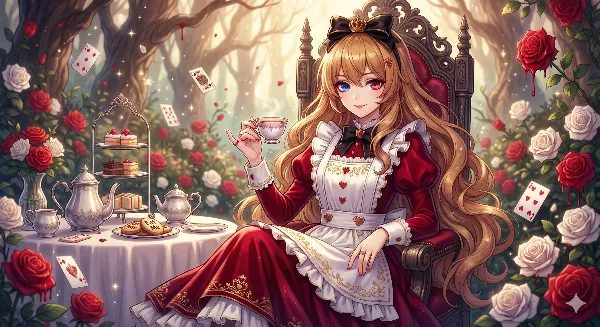 薔薇の女王と浮遊するカードの午後