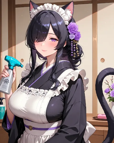 バラと猫娘の優雅な日常