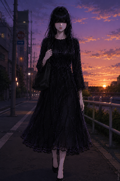 街を歩く暗子さん