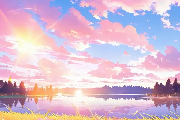 少女漫画風の湖