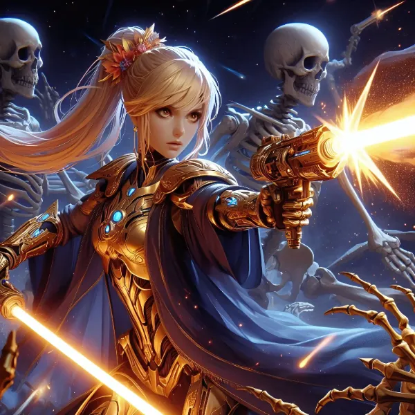 百合は、月で、宇宙人ガイコツ？と戦っています！