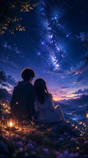 星空と流星の下で