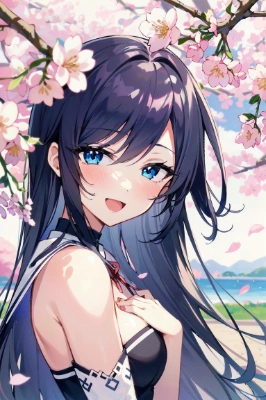 満開な桜の木の下で