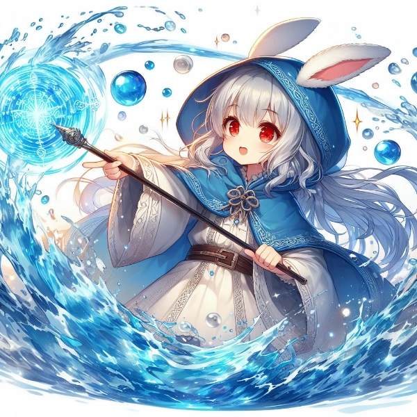 水魔法白うさちゃん！