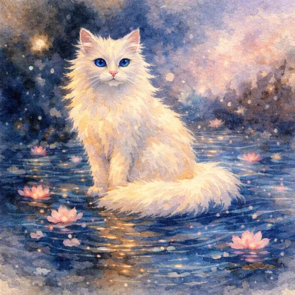 夢幻の池に佇む白猫の秘密