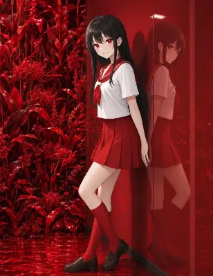 赤いガラスの壁