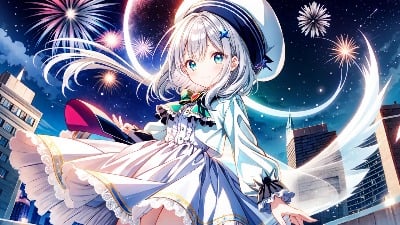 花火を見ながら
