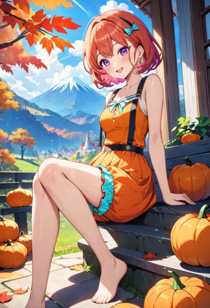 かぼちゃ畑の秋風少女