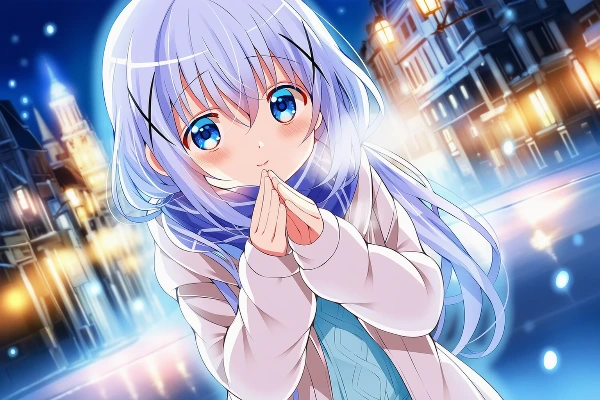 冬灯りの中のチノちゃん