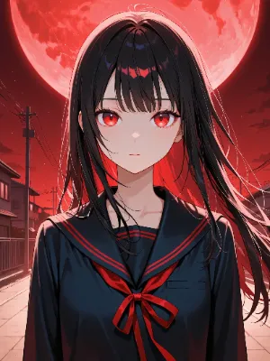 少女と赤い月