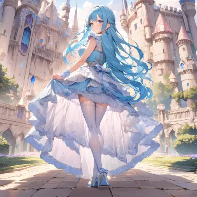 青髪ロングのお姫様