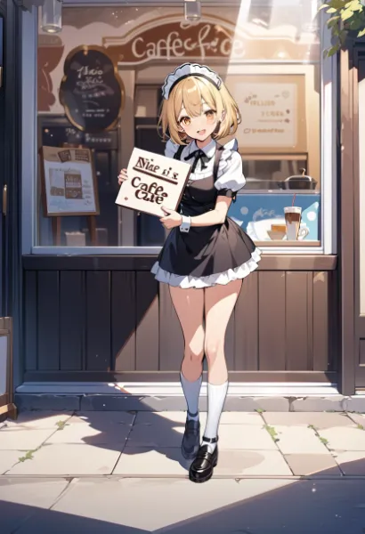 看板持ってる看板娘