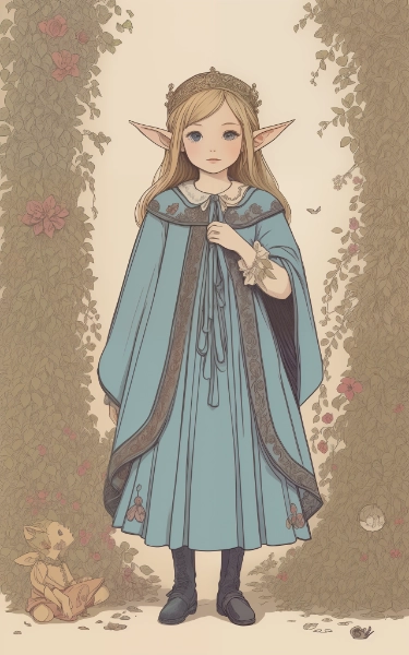 絵本風のエルフさん(2枚)