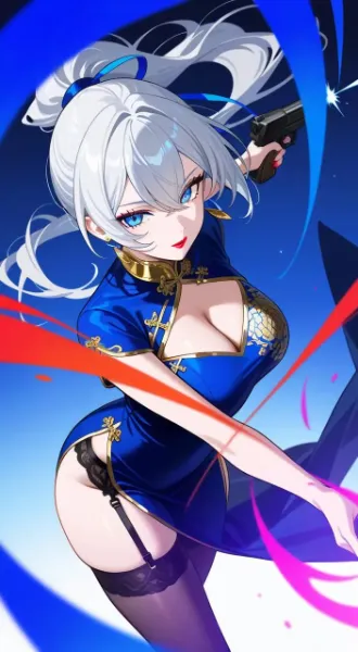 チャイナドレス#美女#銃　オリジナルキャラクター(劉妃)のイラストです。良かったらいいねよろしくお願いします。