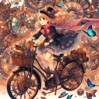女子と自転車