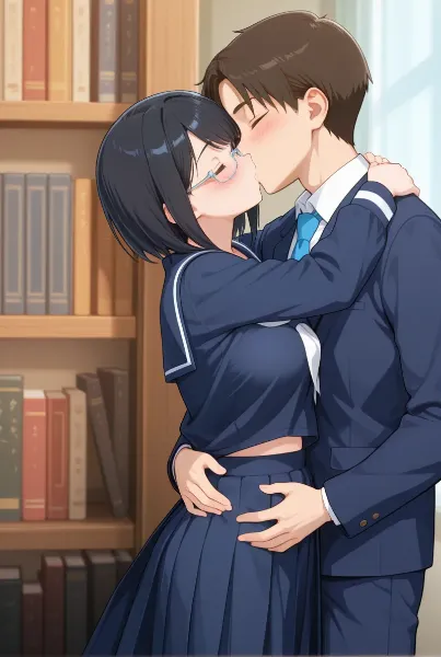 図書館の片隅で交わす秘密のキス