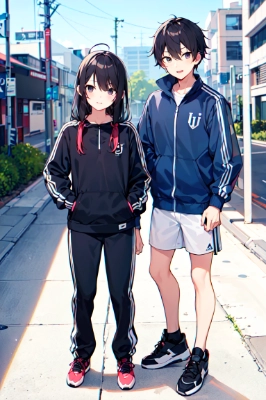 道で立ってる２人