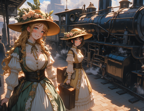 黒髪＆ブロンド・列車で旅行をした