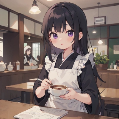 和風カフェの看板女子