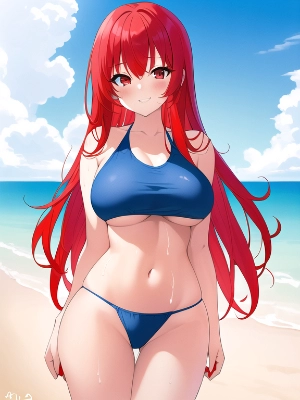 海辺の赤髪お姉さん(JK)