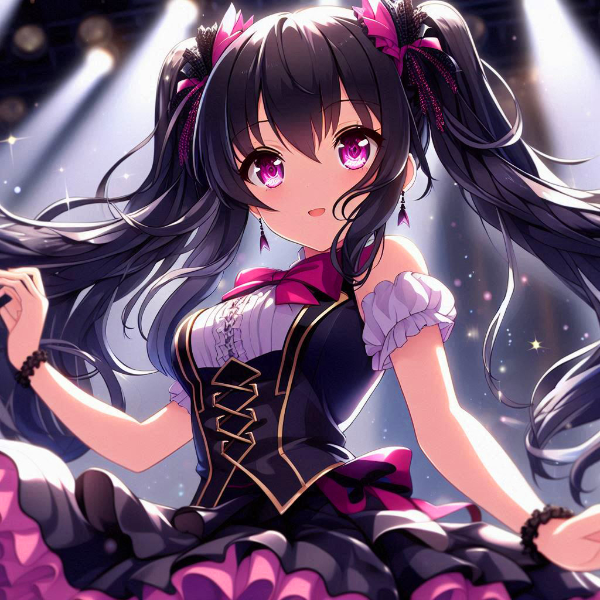 スポットライトを浴びる、黒髪ツインテール少女♥(5枚)