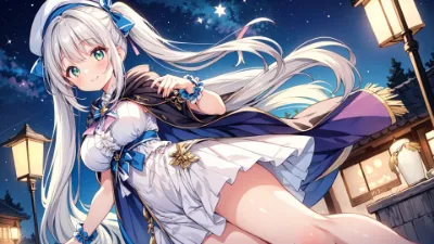 星降る夜に微笑む銀髪メイド