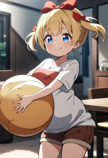 大きなボールを服の中に入れて持っていこう