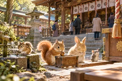 森の仲間も参拝中