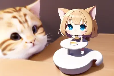 テーブルの上の猫